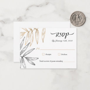 Elegant Botanical Greenery Tropical Wedding RSVP Card