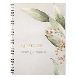 Elegant botanical greenery vintage rustic wedding notebook