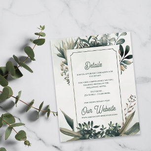 Elegant Botanical Greenery Wedding Details Enclosure Card