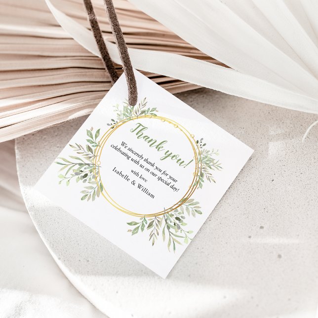 Elegant Botanical Greenery Wedding Favour Tags (Creator Uploaded)