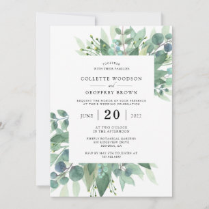 Elegant Botanical Greenery Wedding Invitation