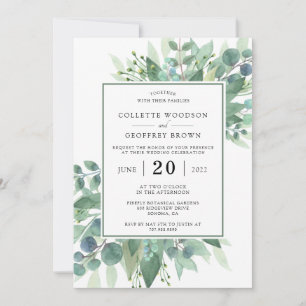 Elegant Botanical Greenery Wedding Invitation