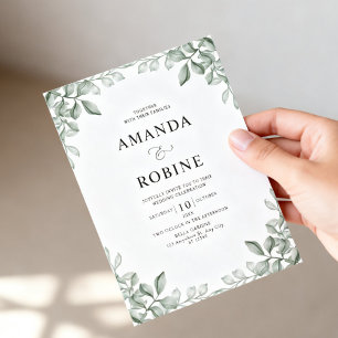 Elegant Botanical Greenery Wedding Invitation