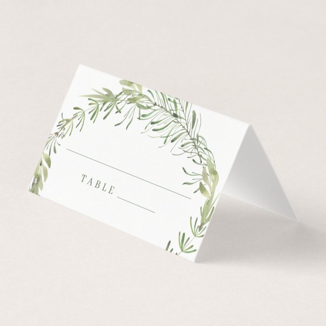 Elegant Botanical Greenery Wedding Place Cards (Front)
