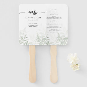 Elegant Botanical Greenery Wedding Program Hand Fan