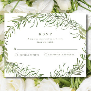 Elegant Botanical Greenery Wedding RSVP Card