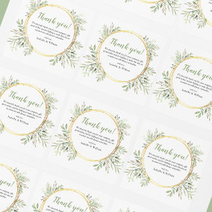Elegant Botanical Greenery Wedding Square Sticker