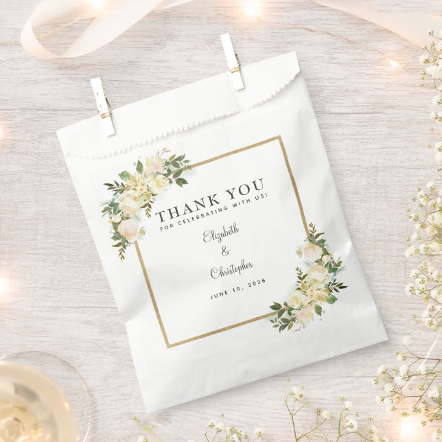 Elegant Botanical Greenery Weddings Thank You  Favour Bags (Clipped)