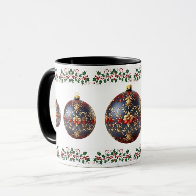Elegant botanical holiday Christmas Mug (Front Left)
