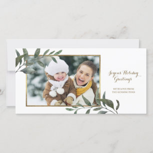 Elegant Botanical Holiday Christmas Photo Card