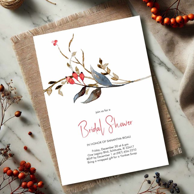 Elegant Botanical Invitations Bridal Shower (Rustic bridal shower invitations watercolor botanicals)