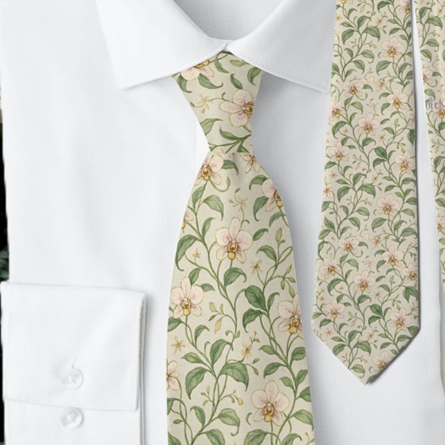 Elegant Botanical Iris Flower Pattern Tie (Creator Uploaded)