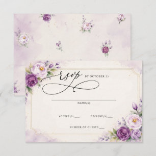 Elegant Botanical Lavender Purple Floral Wedding RSVP Card