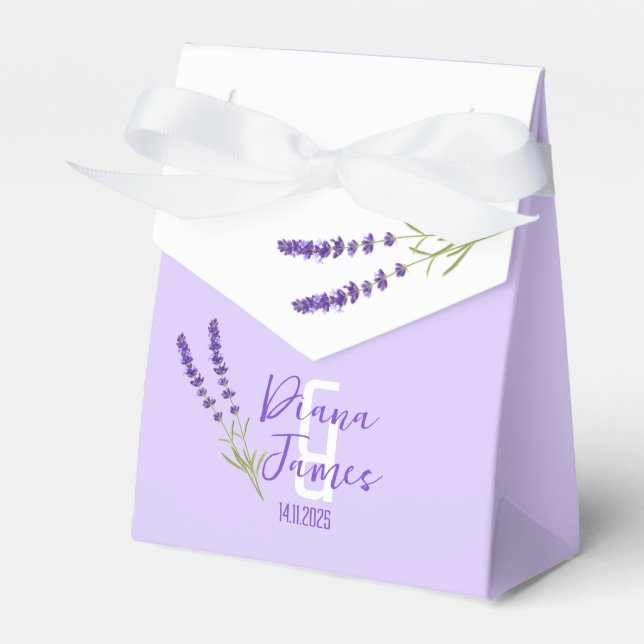 Elegant Botanical lavender Wedding thank you Favour Box (Front Side)