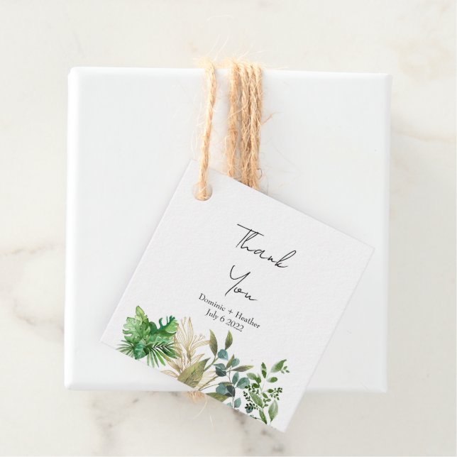 Elegant Botanical Leaf Favour Tags (In Situ)