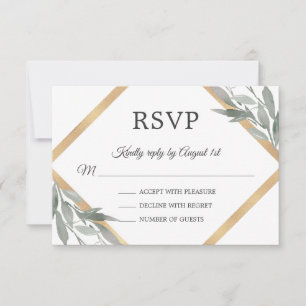 Elegant Botanical Leaf Foliage Gold Foil Wedding RSVP Card