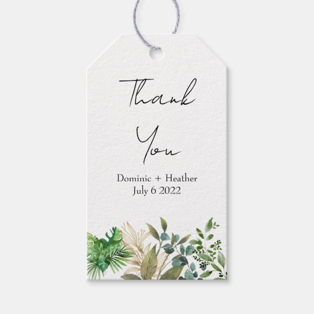 Elegant Botanical Leaf Gift Tags (Front)