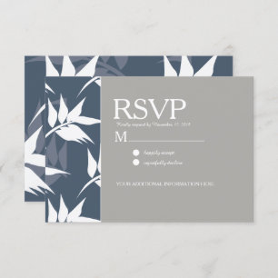 Elegant Botanical Leaf Navy White Pattern Wedding Invitation
