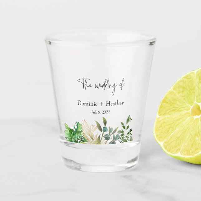 Elegant Botanical Leaf Shot Glass (Front)