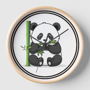 Elegant Botanical Leaf Wall Clock with Cute Bear