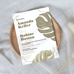 Elegant Botanical Leaf Wedding Invitation