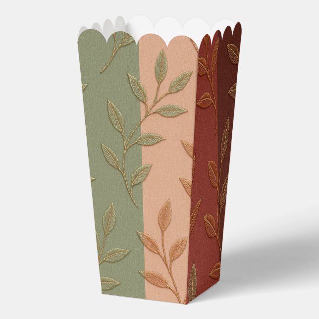 Elegant Botanical Leaves Earth Tone Pattern Favour Box (Front)