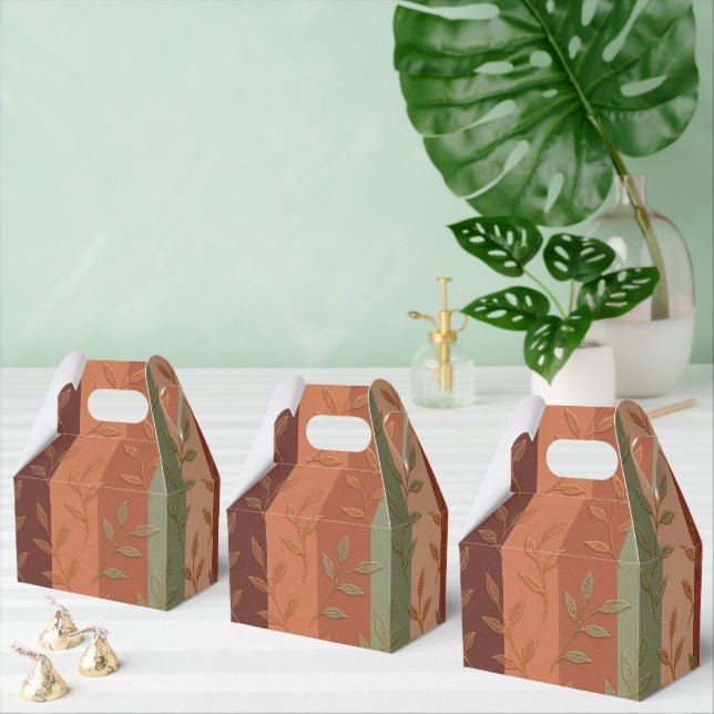 Elegant Botanical Leaves Earth Tone Pattern Favour Box (Multiple)
