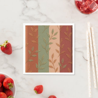 Elegant Botanical Leaves Earth Tone Pattern Napkin