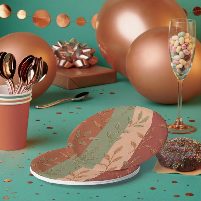 Elegant Botanical Leaves Earth Tone Pattern Paper Plate (Multi)