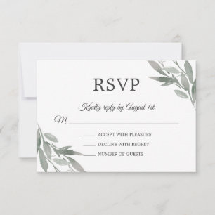Elegant Botanical Leaves Foliage Gold Foil Wedding RSVP Card