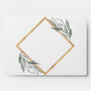 Elegant Botanical Leaves Gold Foil Wedding Envelope