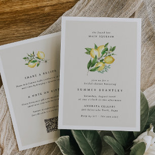 Elegant Botanical Lemon All in One Bridal Shower Invitation