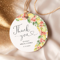 Elegant Botanical Lemon Bridal Shower Thank You