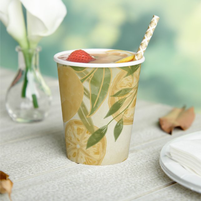 Elegant Botanical Lemon Greenery   Paper Cups (Insitu)