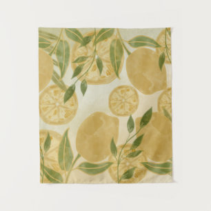 Elegant Botanical Lemon Greenery    Tapestry