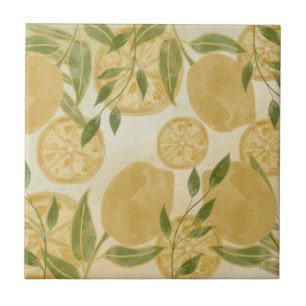 Elegant Botanical Lemon Greenery Tile