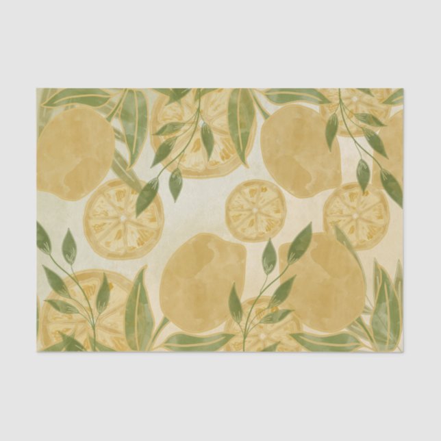 Elegant Botanical Lemon Greenery    Tissue Paper (Front)