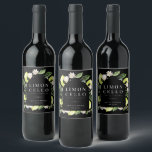 Elegant Botanical Lemons Frame Limoncello Wine Lab Label<br><div class="desc">Elegant watercolor botanical lemons,  leaves and blossoms arch frame,  limoncello beverage label in classic black colour. Template lines for your names and event date.</div>