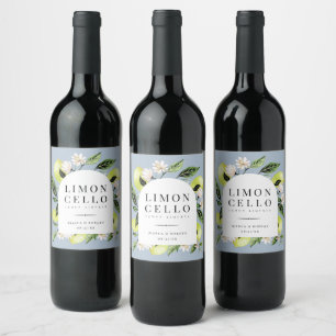 Elegant Botanical Lemons Frame Limoncello Wine Lab Label