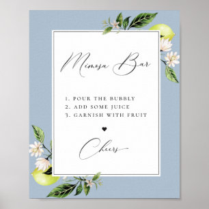 Elegant Botanical Lemons Mimosa Bar Poster