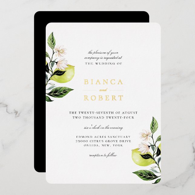 Elegant Botanical Lemons Wedding (Front/Back)