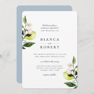 Elegant Botanical Lemons Wedding Invitation