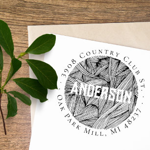 Elegant Botanical Line Art Custom Return Address Self-inking Stamp