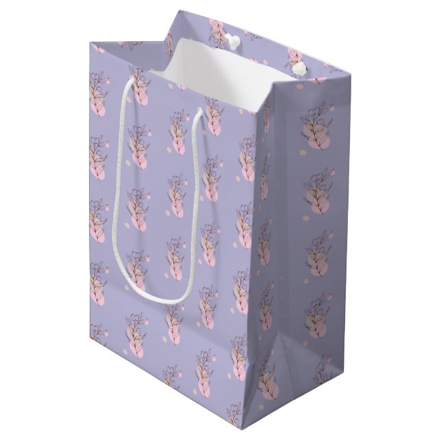 Elegant Botanical Line Art Favour Bag (Front Angled)