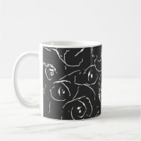 Elegant Botanical Line Drawing Pattern Black White