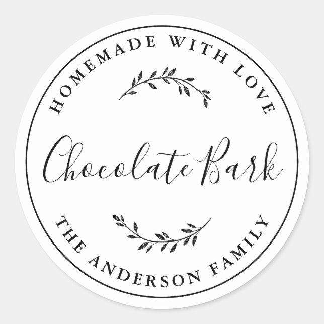 Elegant Botanical Logo Homemade Baking Gift Classic Round Sticker (Front)