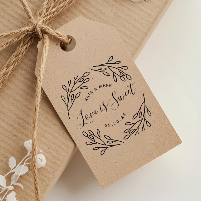 Elegant Botanical Love is Sweet Wedding Favor Rubber Stamp (Creator Uploaded)