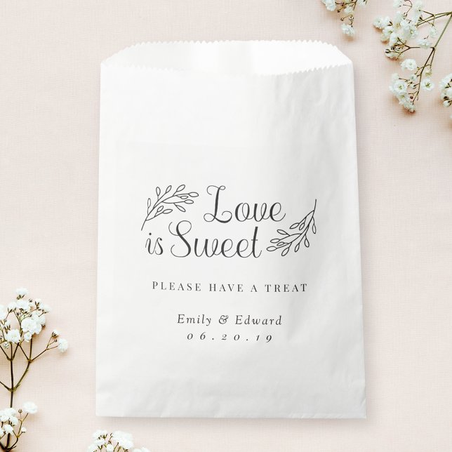 Elegant Botanical Love is Sweet Wedding Favour Bags (Creator Uploaded)