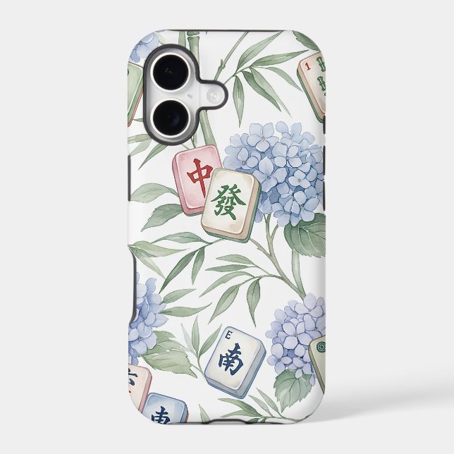 Elegant Botanical Mahjong Game Tiles Pattern (Back)