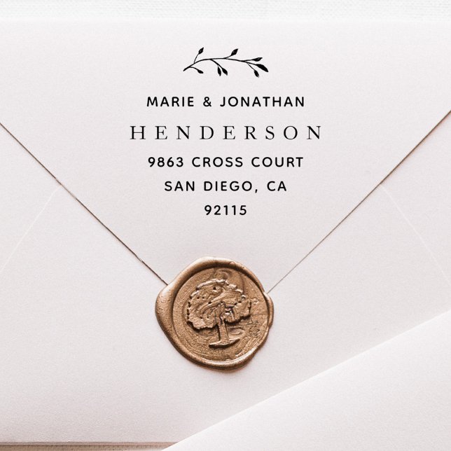 Elegant Botanical Married Couple Return Address Rubber Stamp (Creator Uploaded)